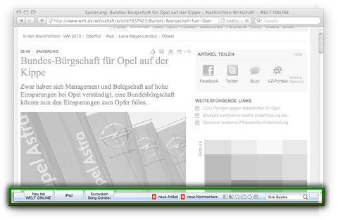 Der neue Footer bei Welt Online Der neue Footer bei Welt Online