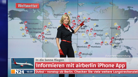 Miriam Pede als Wetter-Stewardess Miriam Pede als Wetter-Stewardess