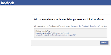 Facebook Hinweis