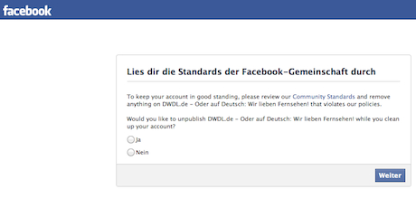 Facebook Hinweis