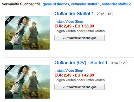 Outlander bei Amazon Instant Video