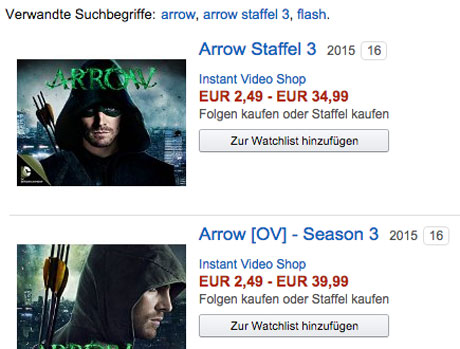 Arrow bei Amazon Instant Video