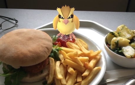 PokémonGo -Taubsi-Fund beim Essen