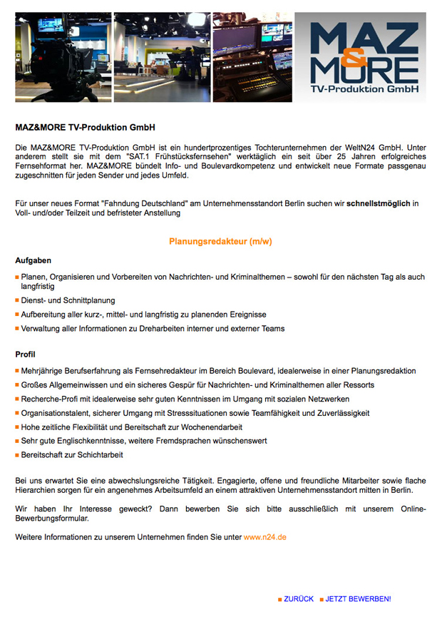 Planungsredakteur (m/w)