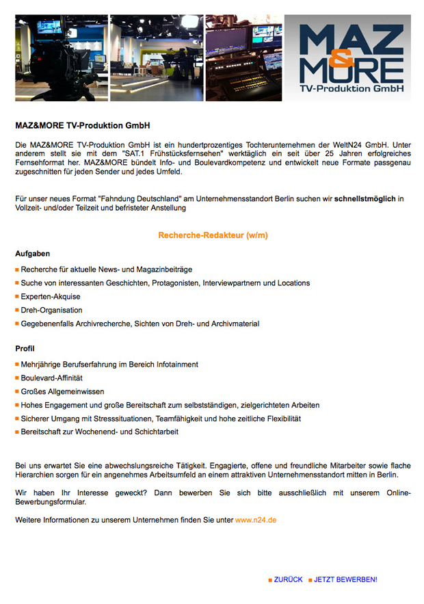 Recherche-Redakteur (w/m)