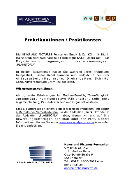 Praktikanten / Praktikantinnen