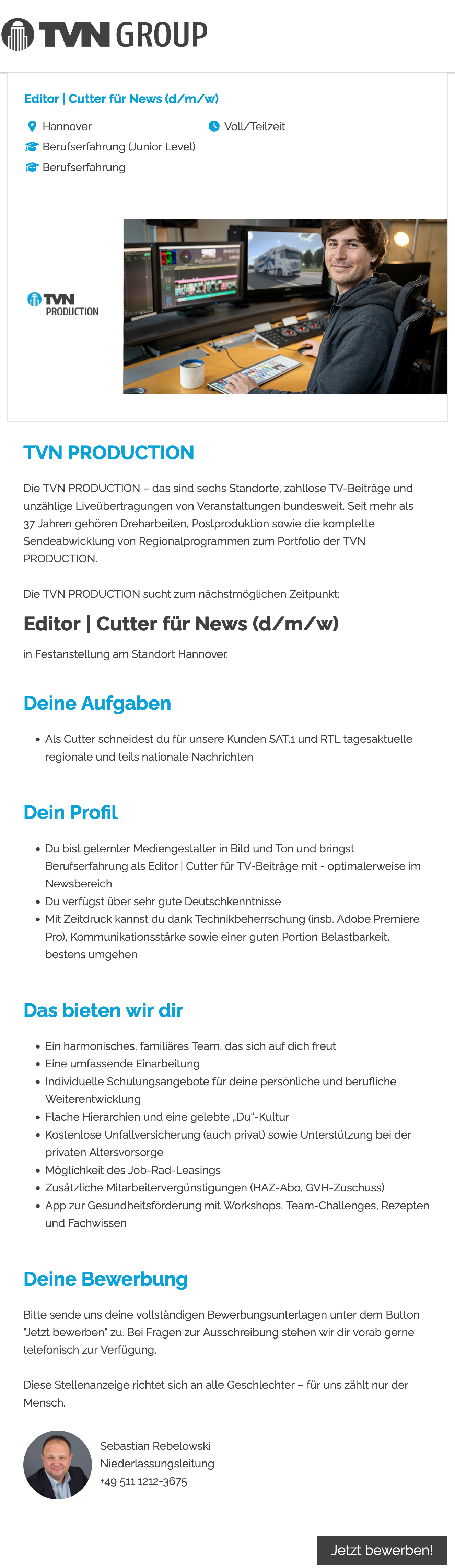 Editor / Cutter für News (d/m/w)