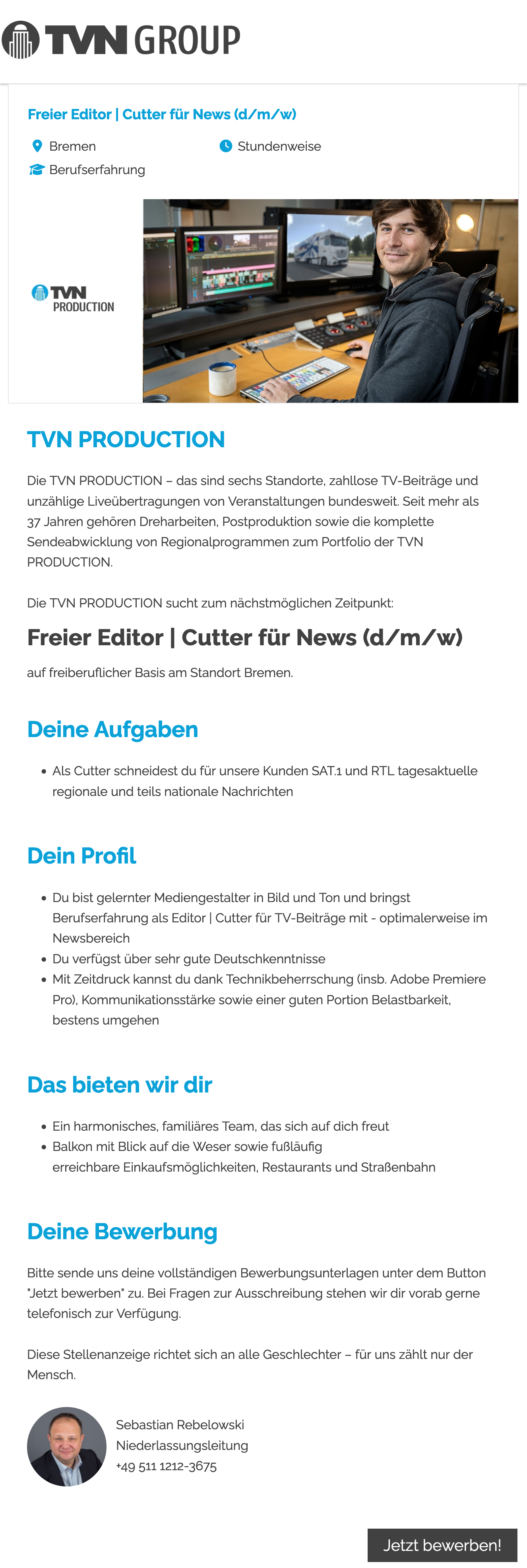 Freier Editor | Cutter für News (d/m/w)