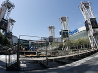 Aufbauarbeiten am Nokia Theatre