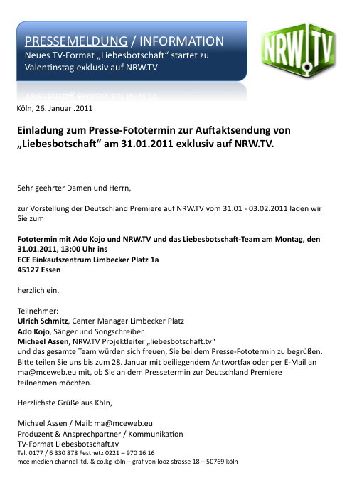 Pressemitteilung NRW TV
