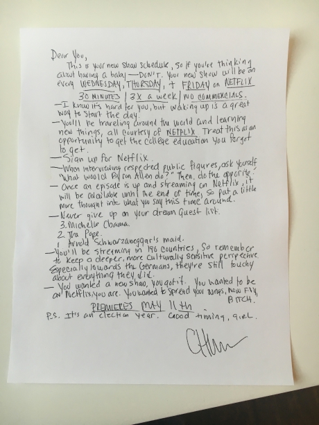 Handgeschriebene Pressemitteilung Chelsea Handler Handgeschriebene Pressemitteilung Chelsea Handler