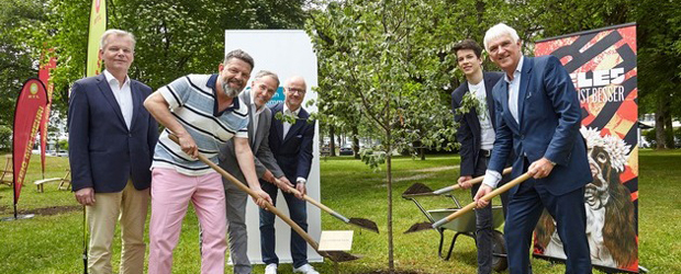 Blasberg, Bartl, Franckenstein und Rohnke pflanzen einen Baum