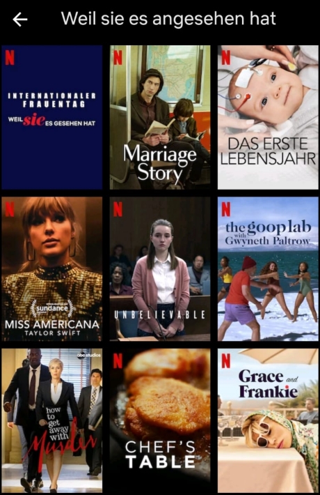 Netflix Weil sie es angesehen hat