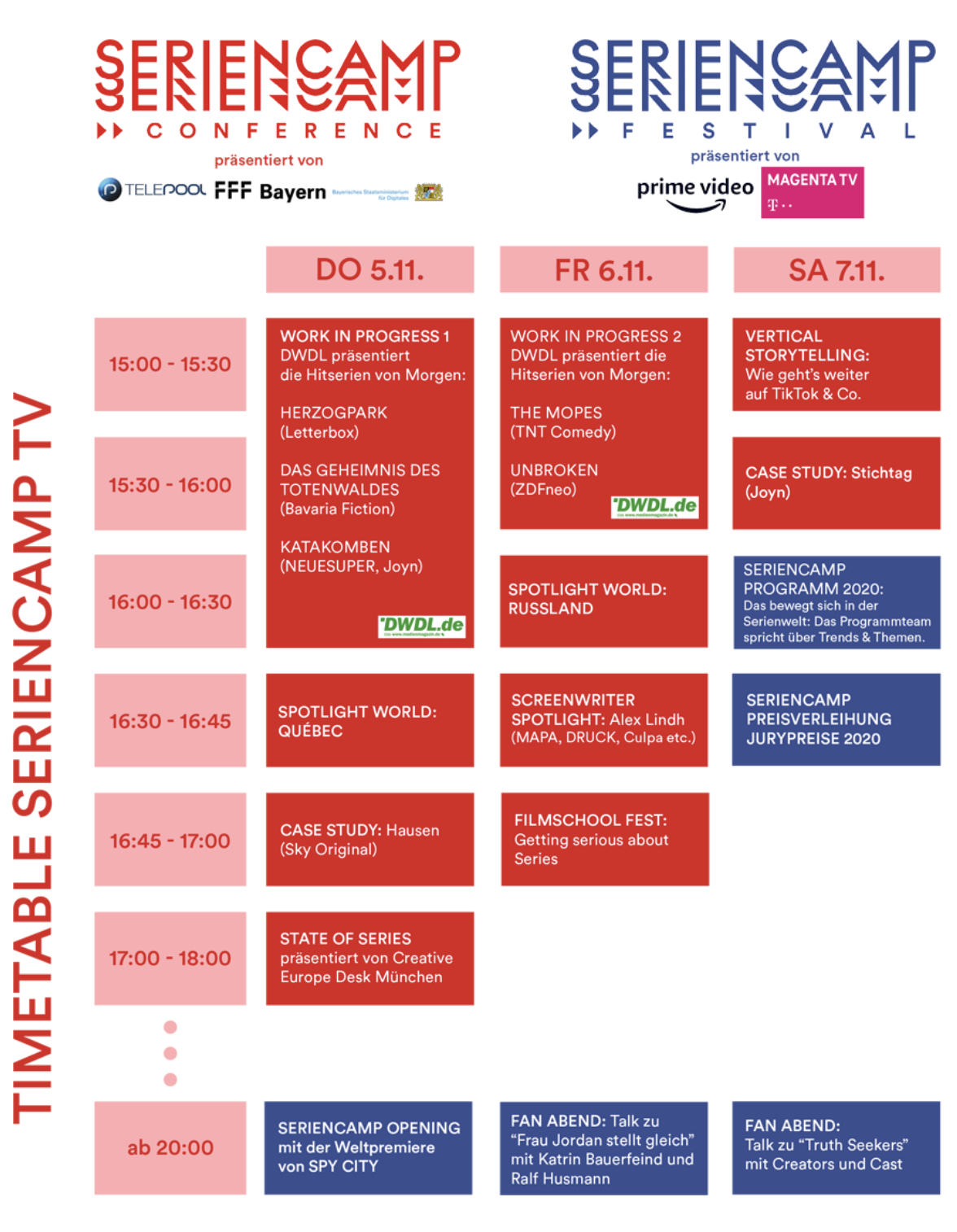 Seriencamp Schedule