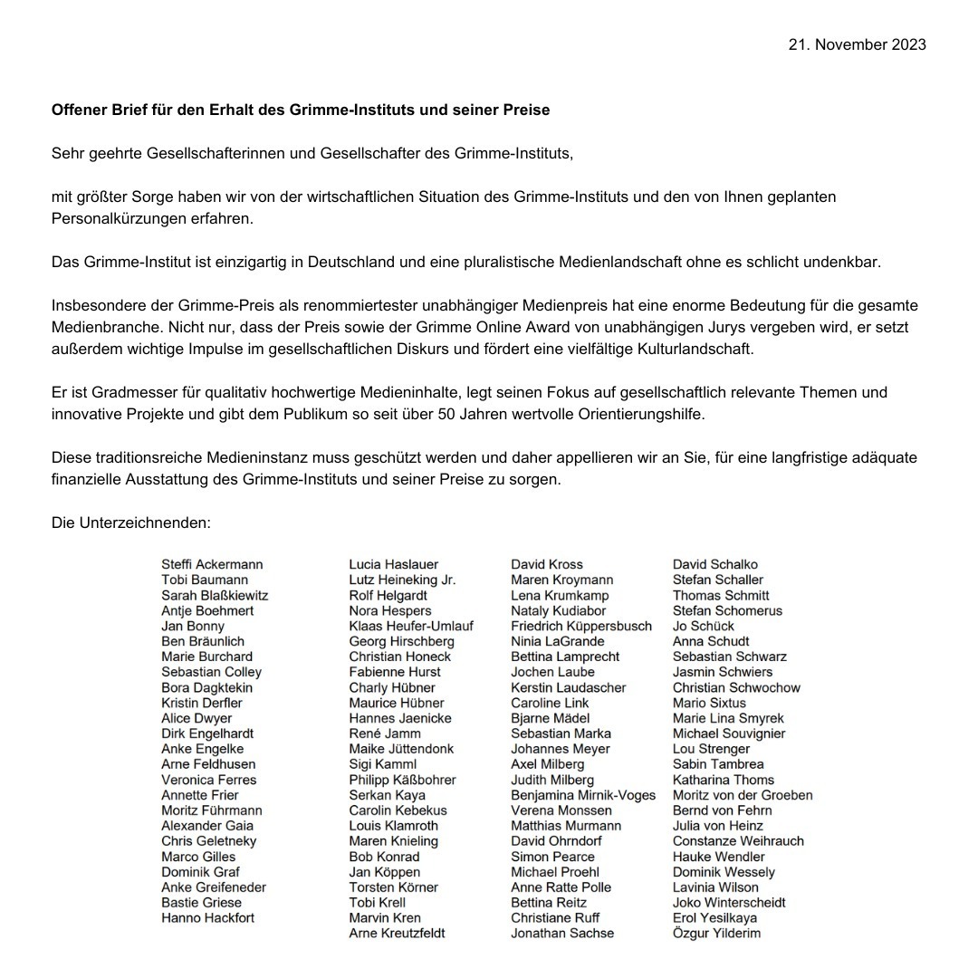 Offener Brief Grimme