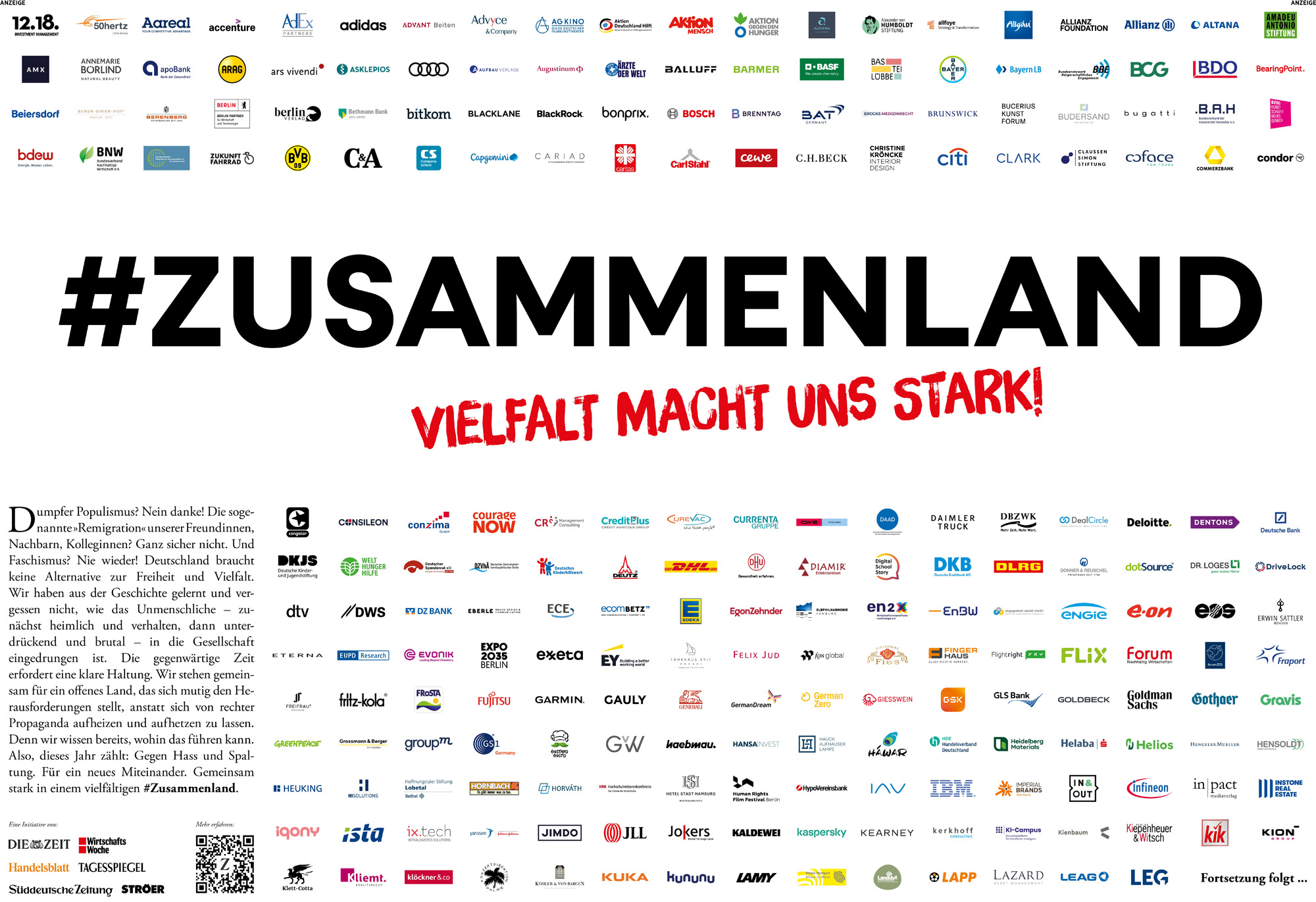 Zusammenland-Anzeige