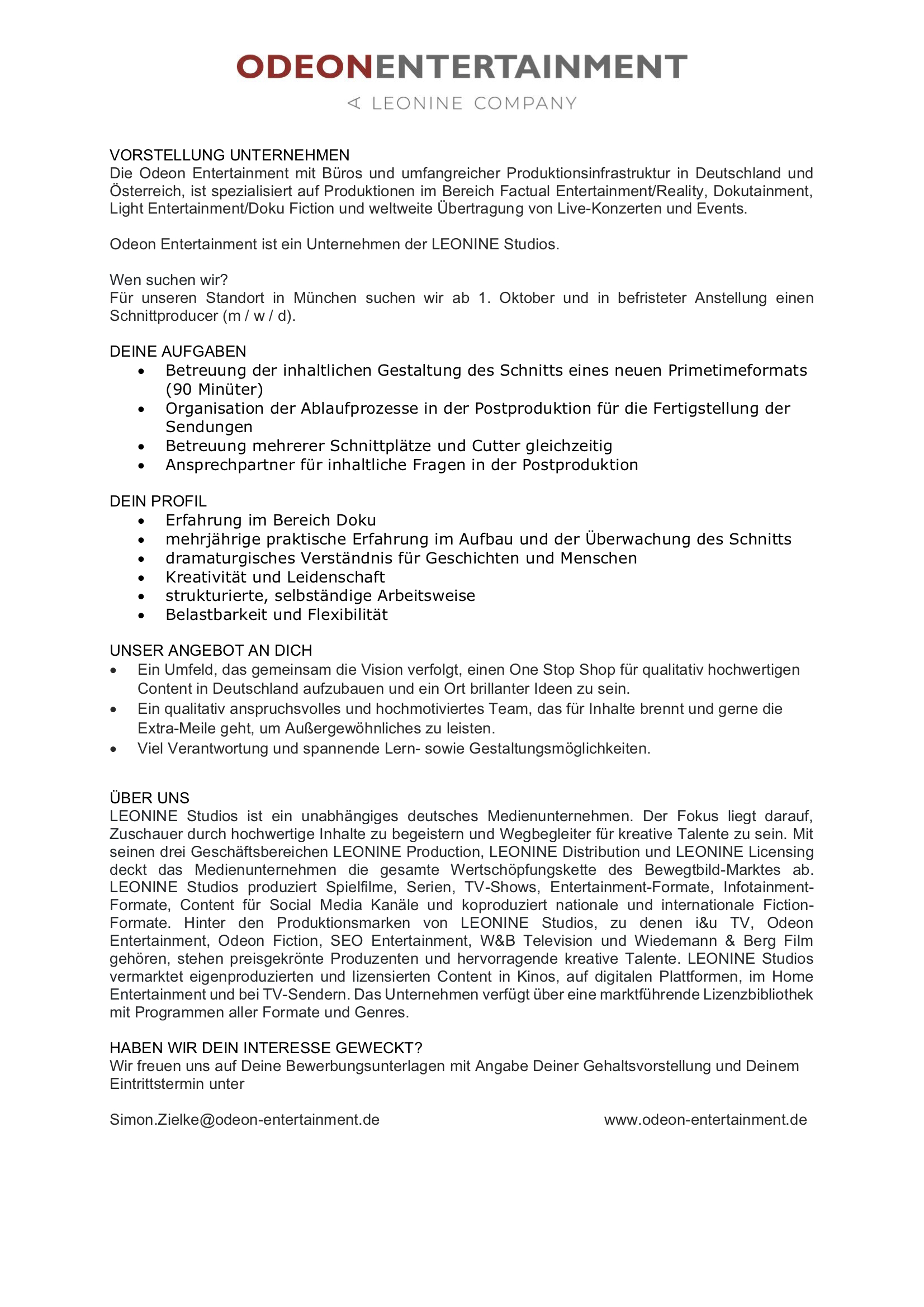 Schnittproducer (m/w/d)