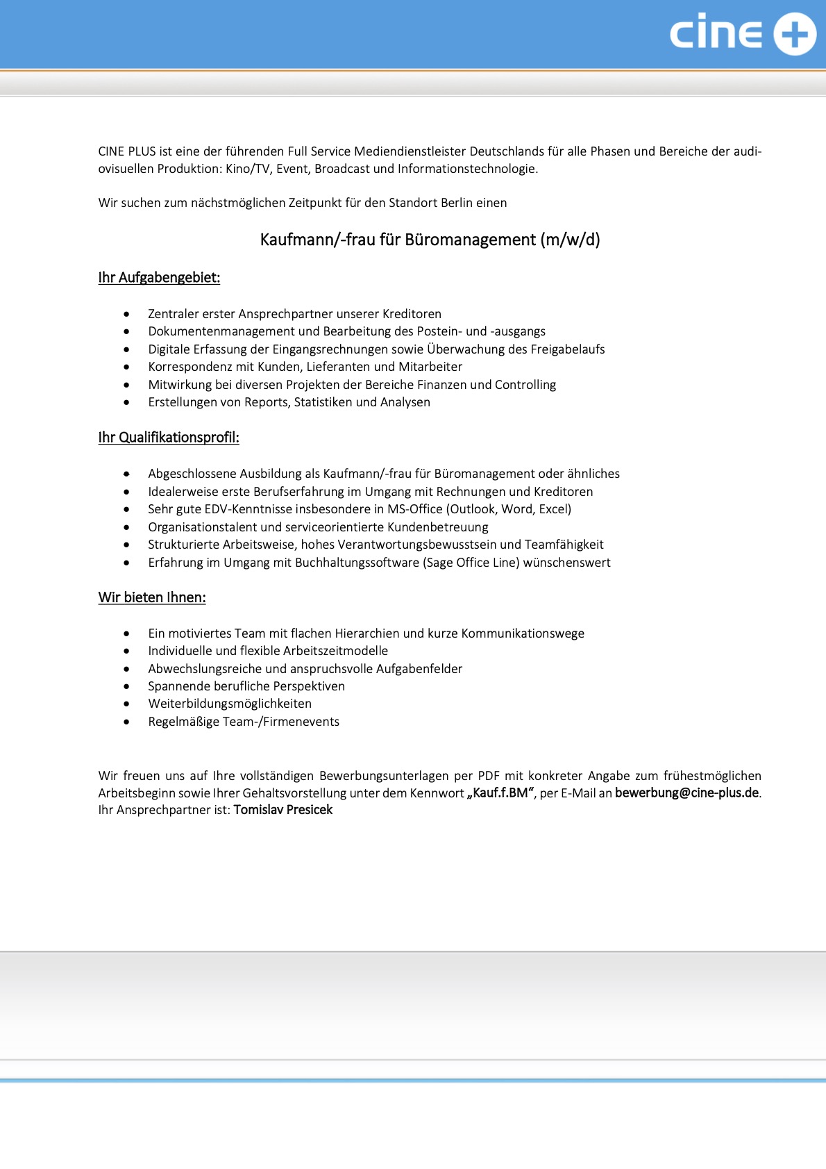 Kaufmann/-frau für Büromanagement (m/w/d)