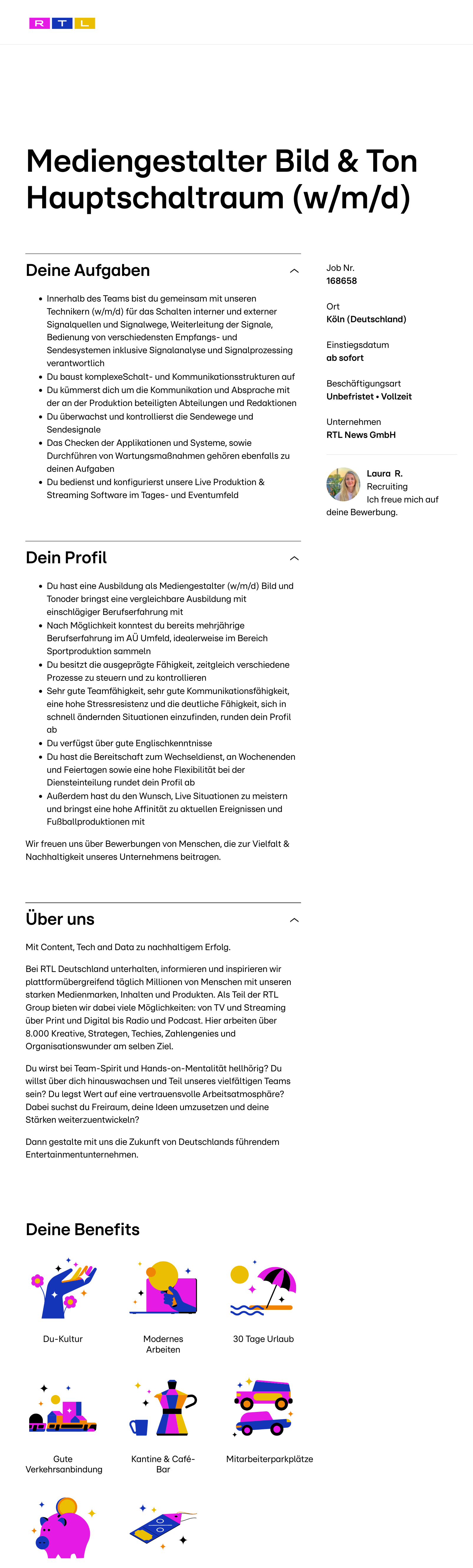 Mediengestalter Bild & Ton Hauptschaltraum (w/m/d)