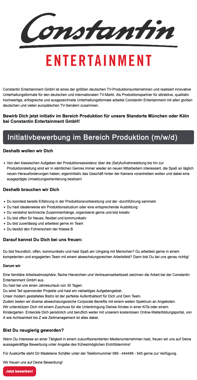 Initiativbewerbung im Bereich Produktion (m/w/d)