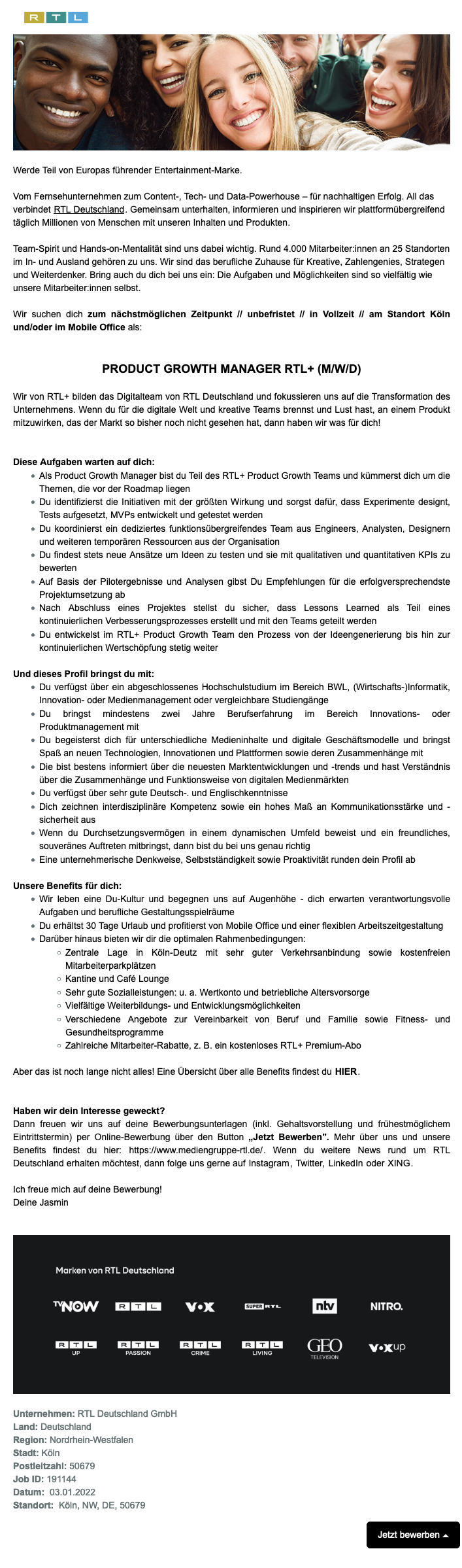 Product Growth Manager RTL+ (m/w/d) (RTL Interactive)