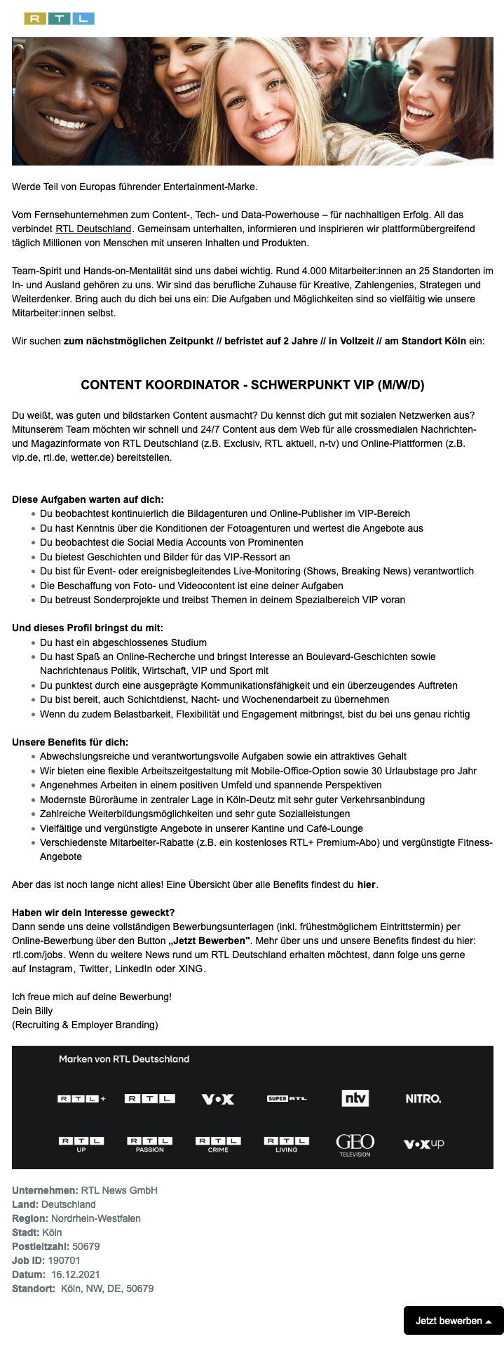 Content Koordinator - Schwerpunkt VIP (m/w/d) (RTL NEWS)