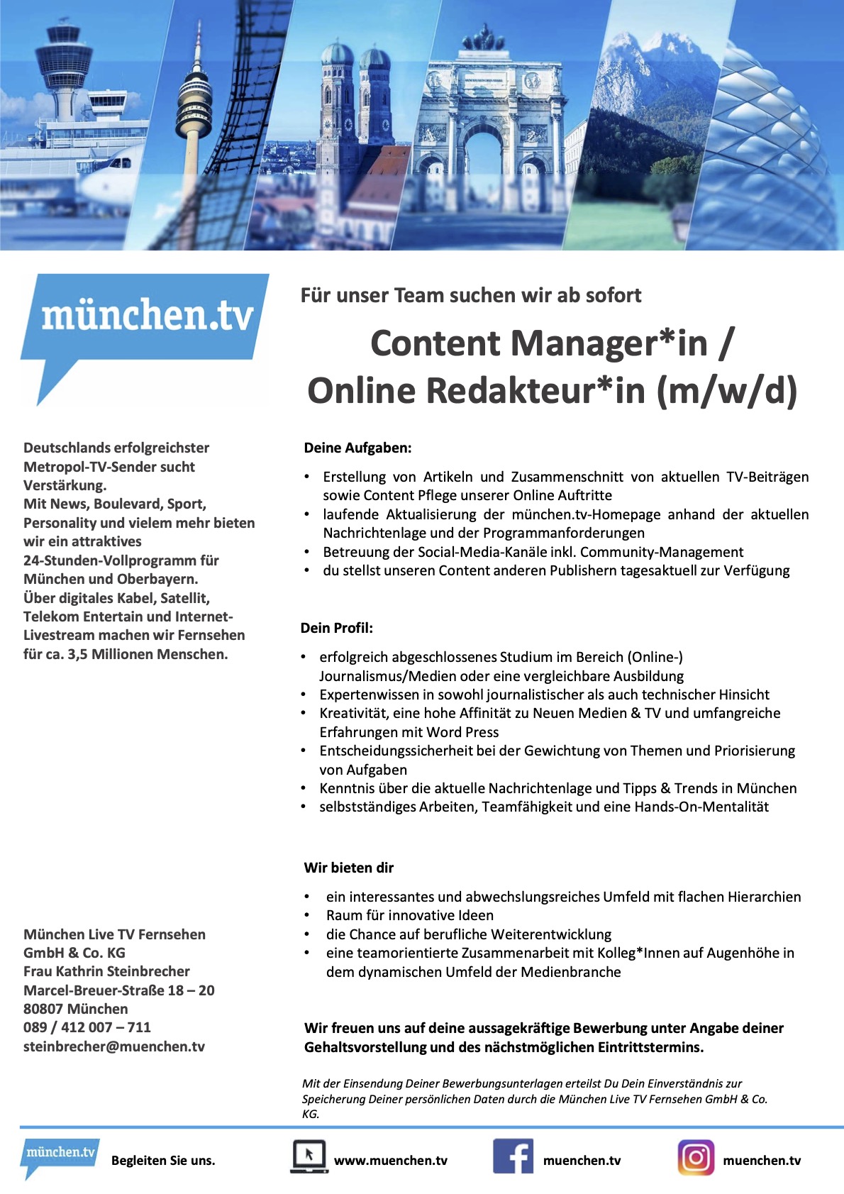 Content Manager*in / Online Redakteur*in (m/w/d)