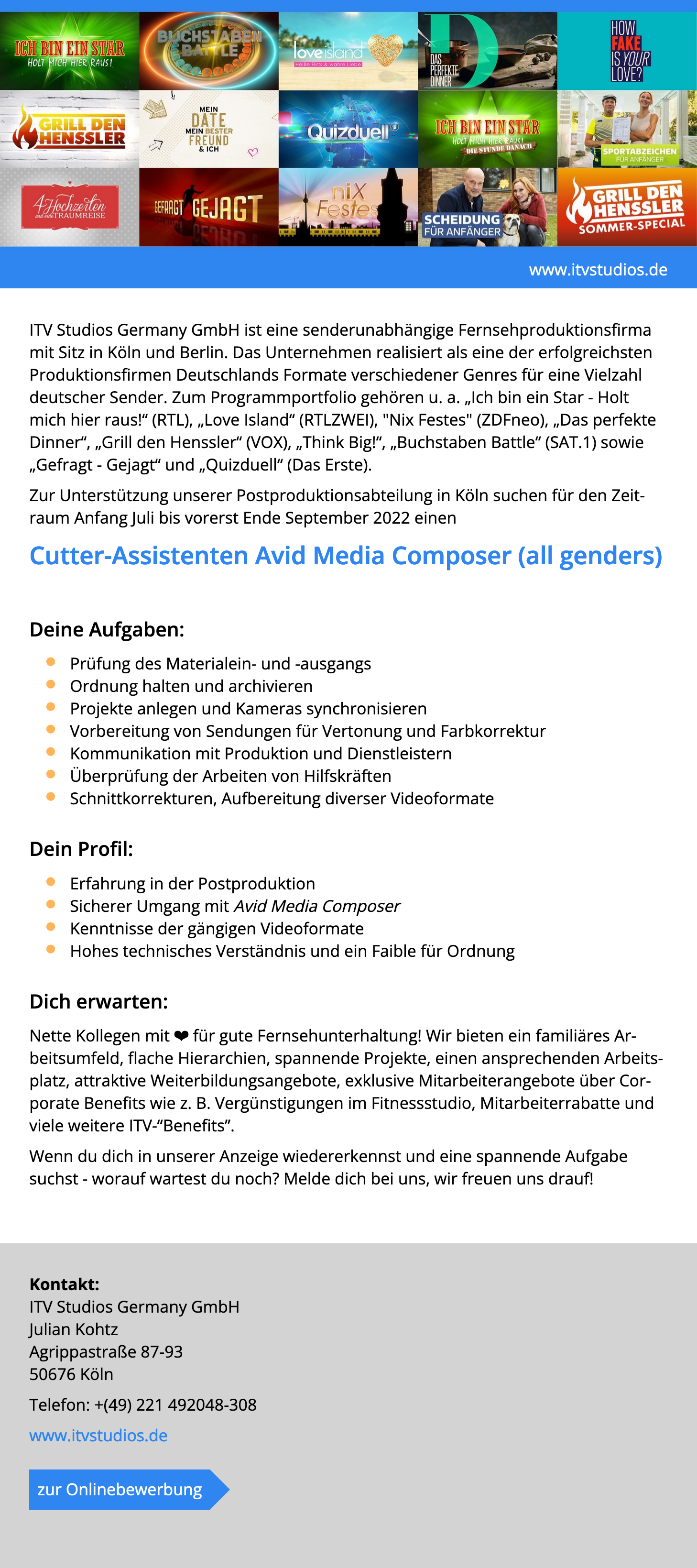 Cutter-Assistent Avid Media Composer (all genders)