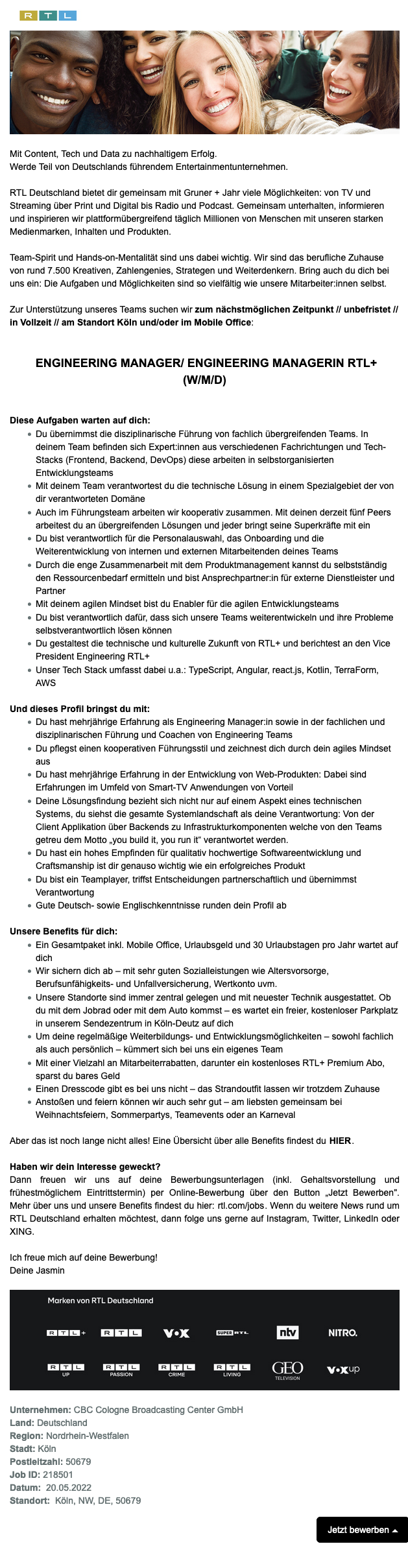 Engineering Manager RTL+ (w/m/d) (CBC)
