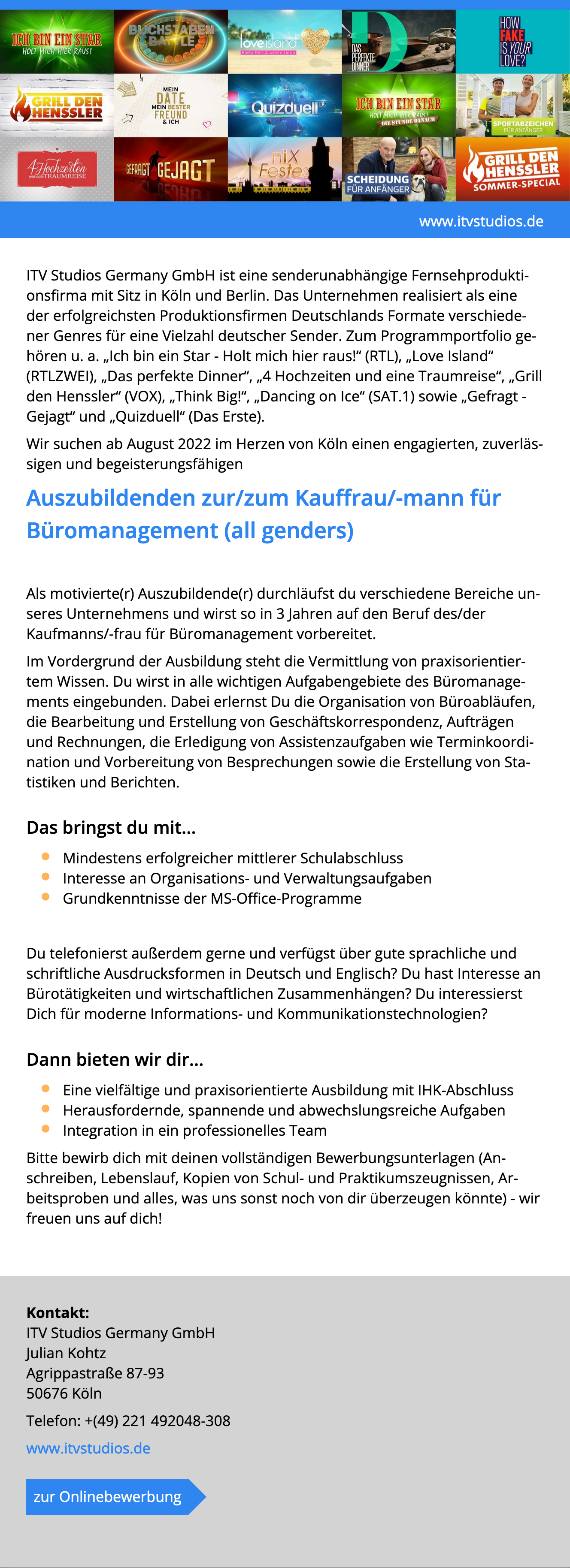 Auszubildenden zur/zum Kauffrau/-mann für Büromanagement (all genders)