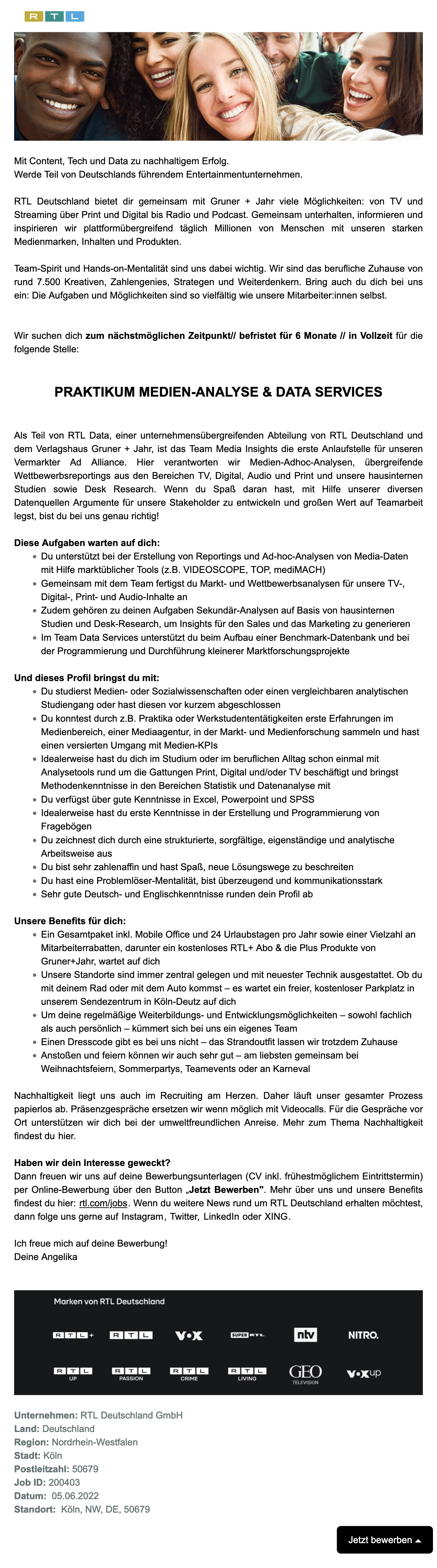 Praktikum Medien-Analyse und Data Services (RTL Deutschland)