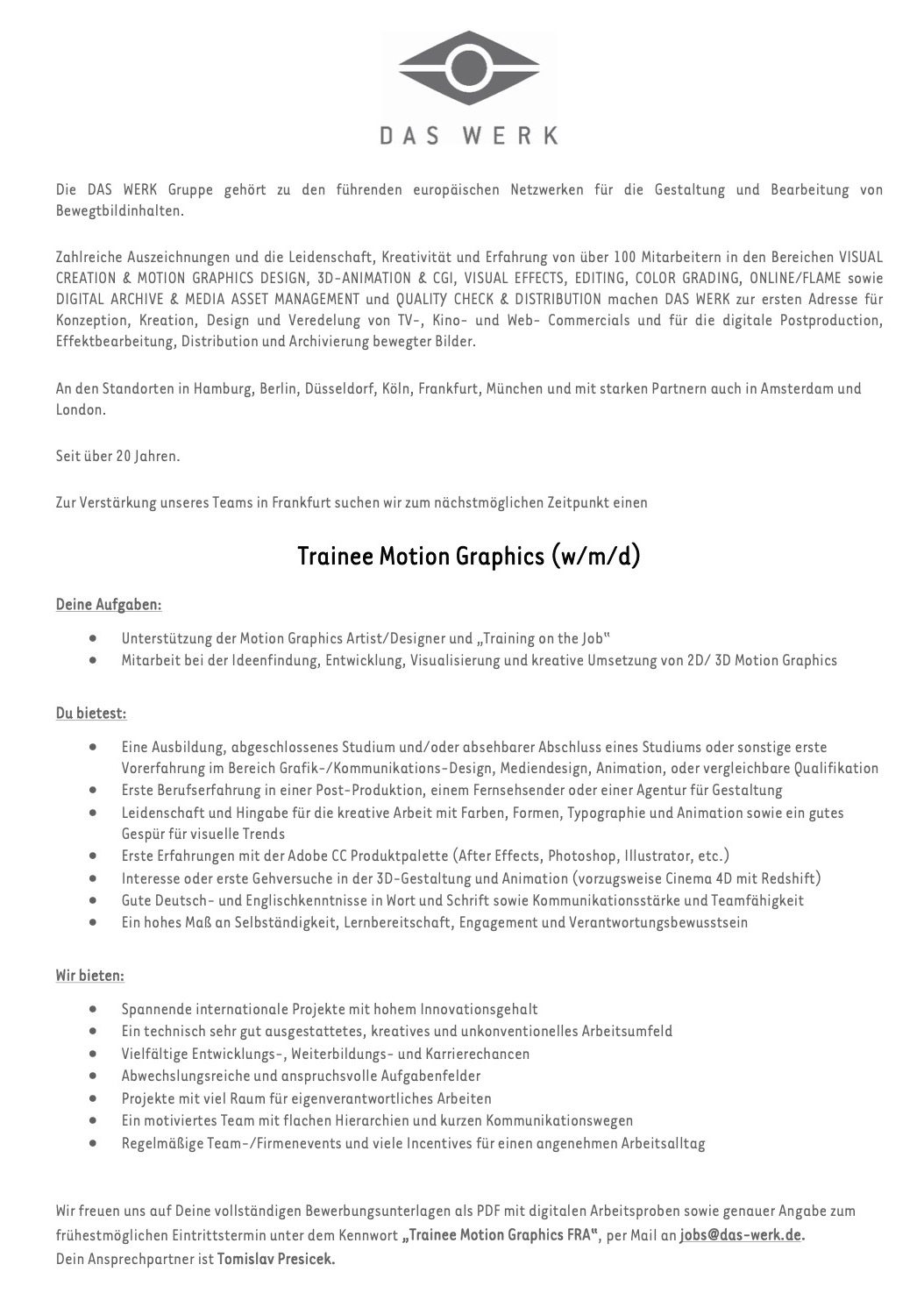 Trainee Motion Graphics (w/m/d)