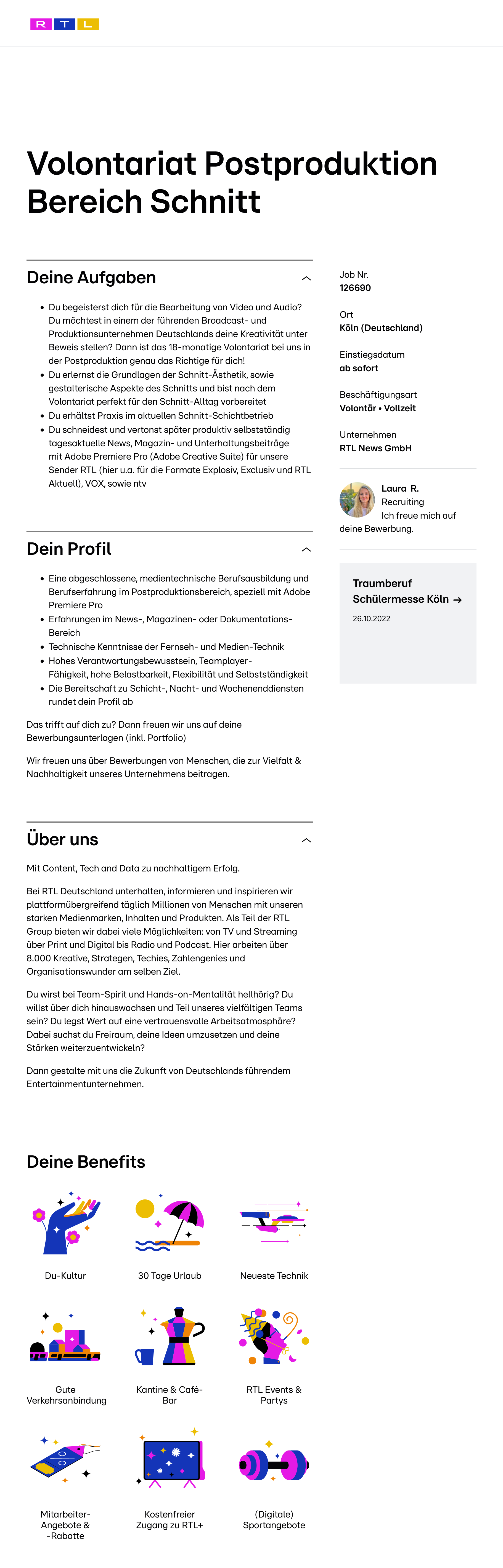 Volontariat Postproduktion Bereich Schnitt