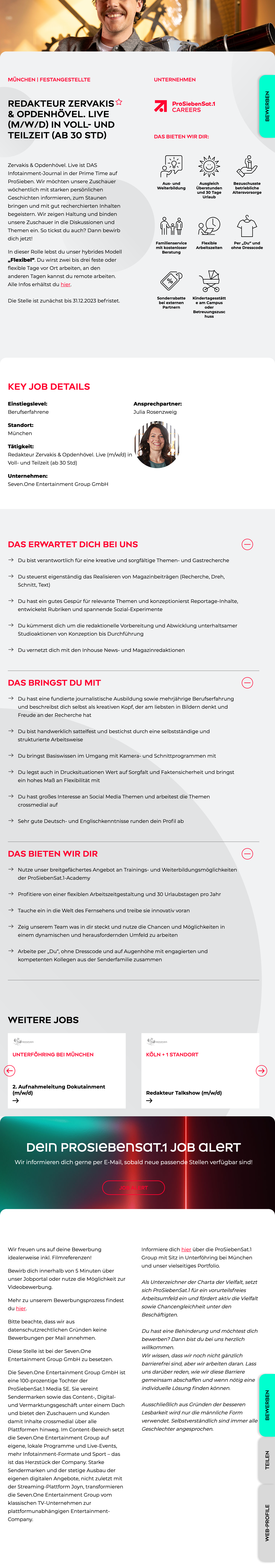 Redakteur Zervakis & Opdenhövel. Live (m/w/d) Voll- und Teilzeit