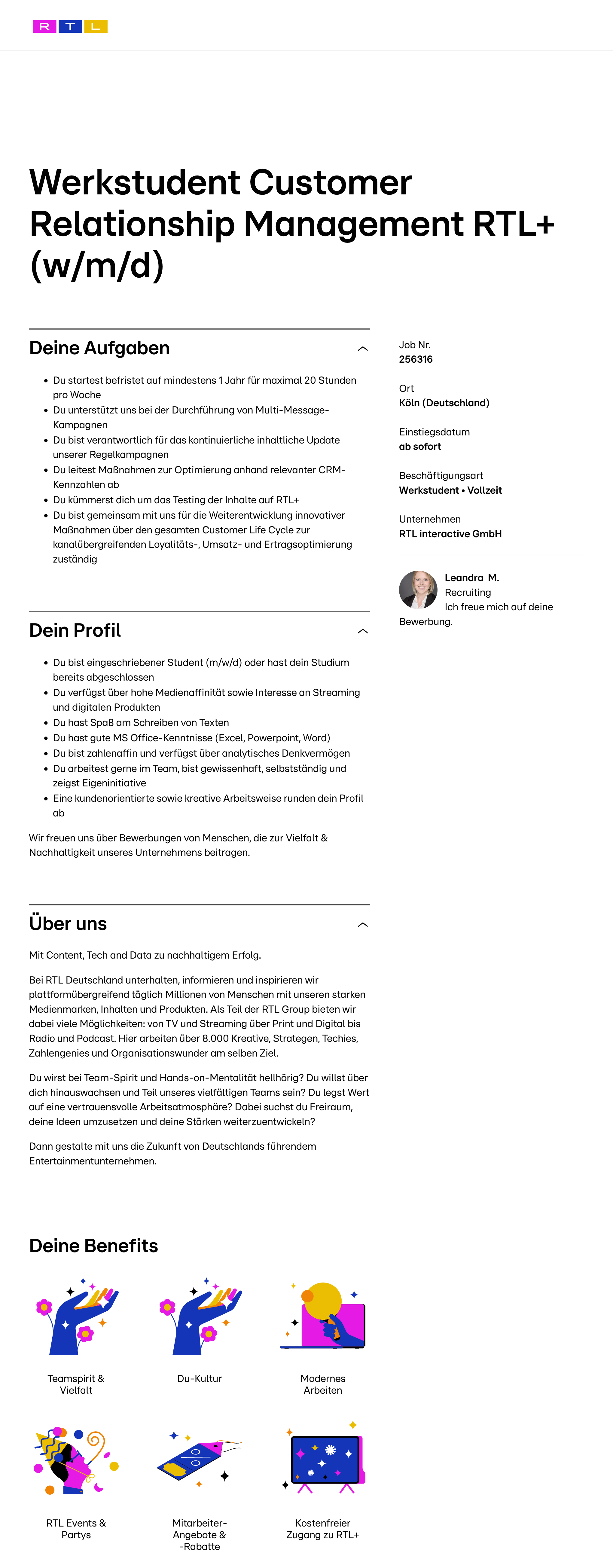 Werkstudent Customer Relationship Management RTL+ (w/m/d)