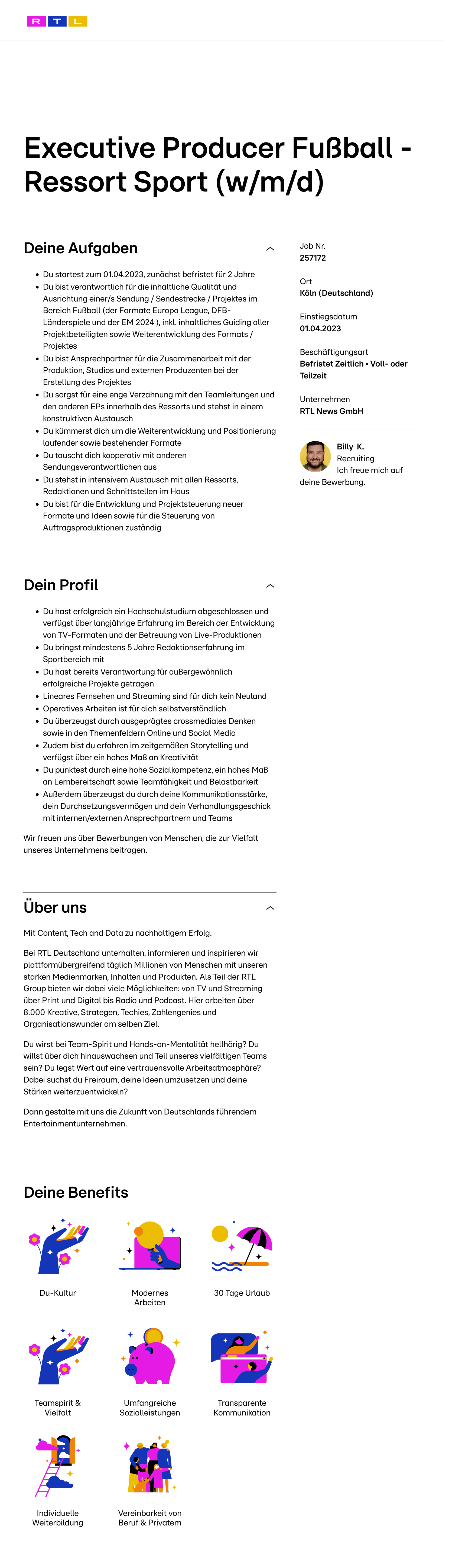 Executive Producer Fußball - Ressort Sport (w/m/d)