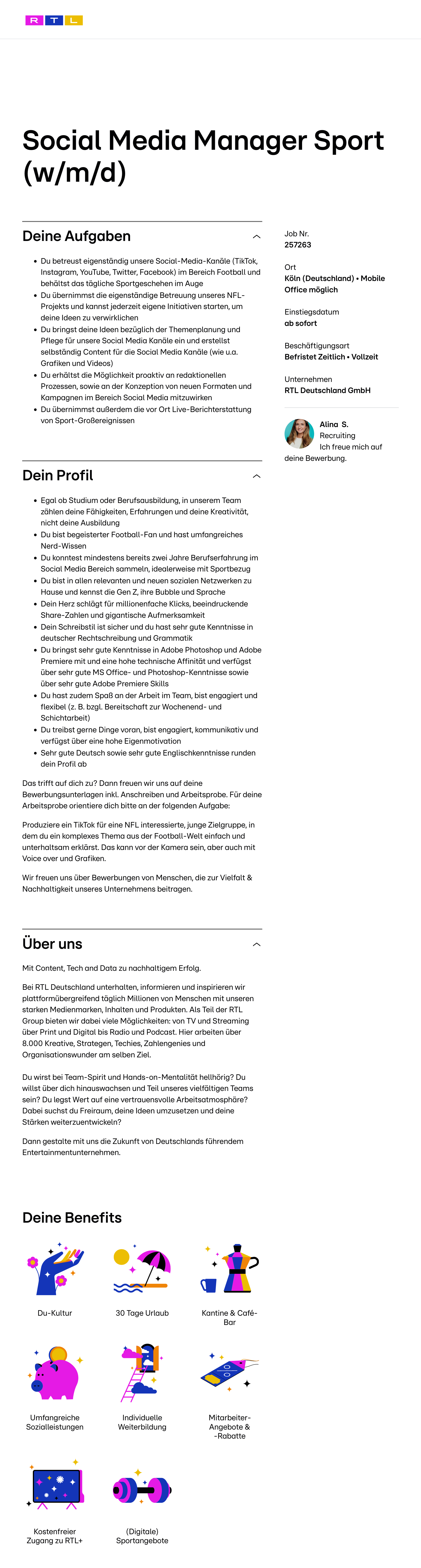 Social Media Manager Sport (w/m/d)