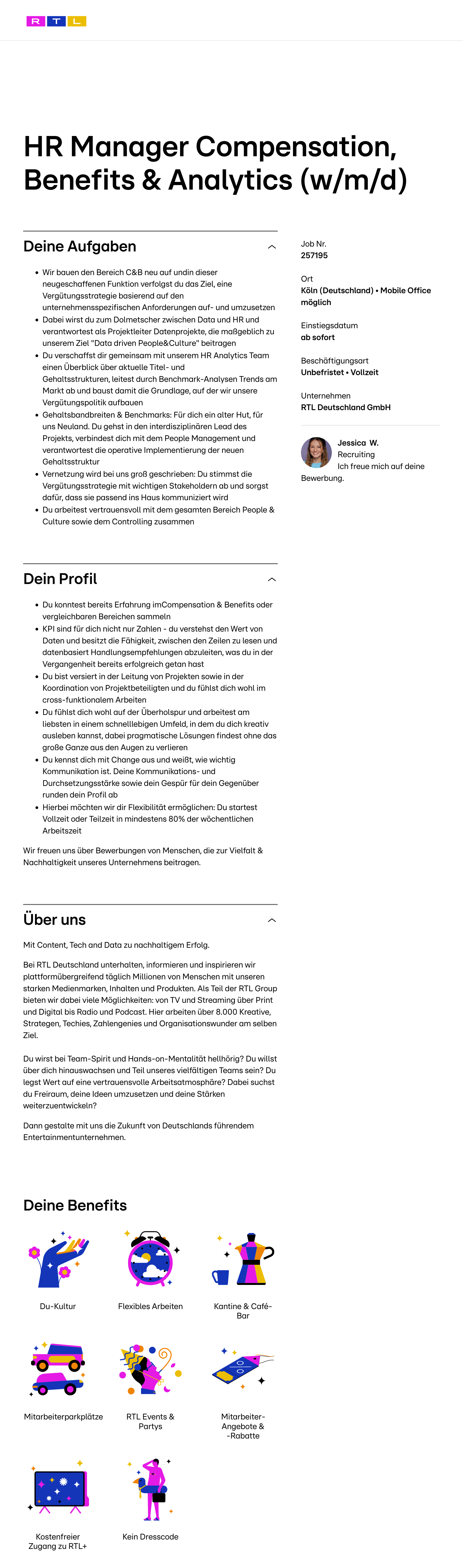 HR Manager Compensation, Benefits & Analytics (w/m/d)