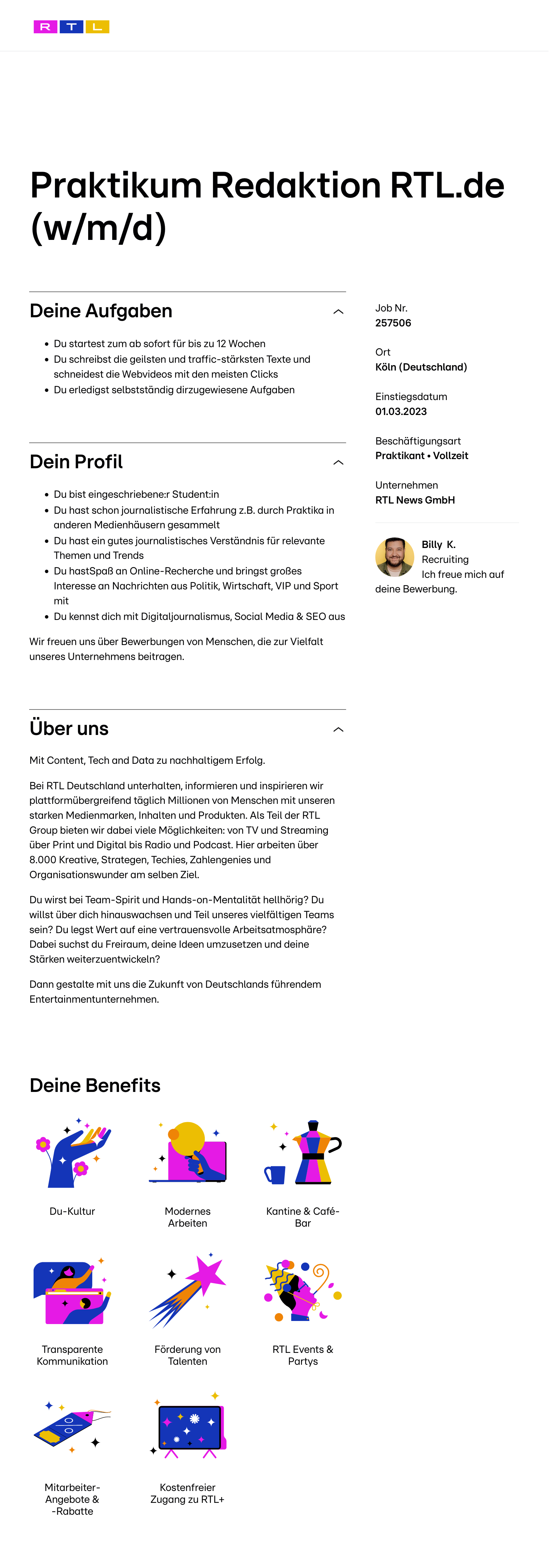 Praktikum Redaktion RTL.de (w/m/d)