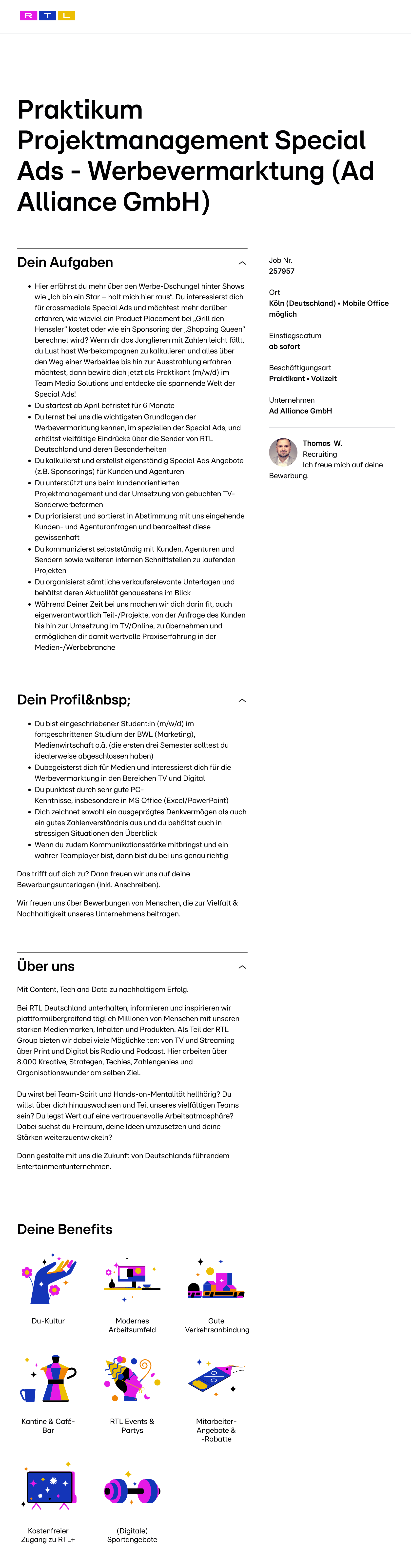 Praktikum Projektmanagement Special Ads - Werbevermarktung