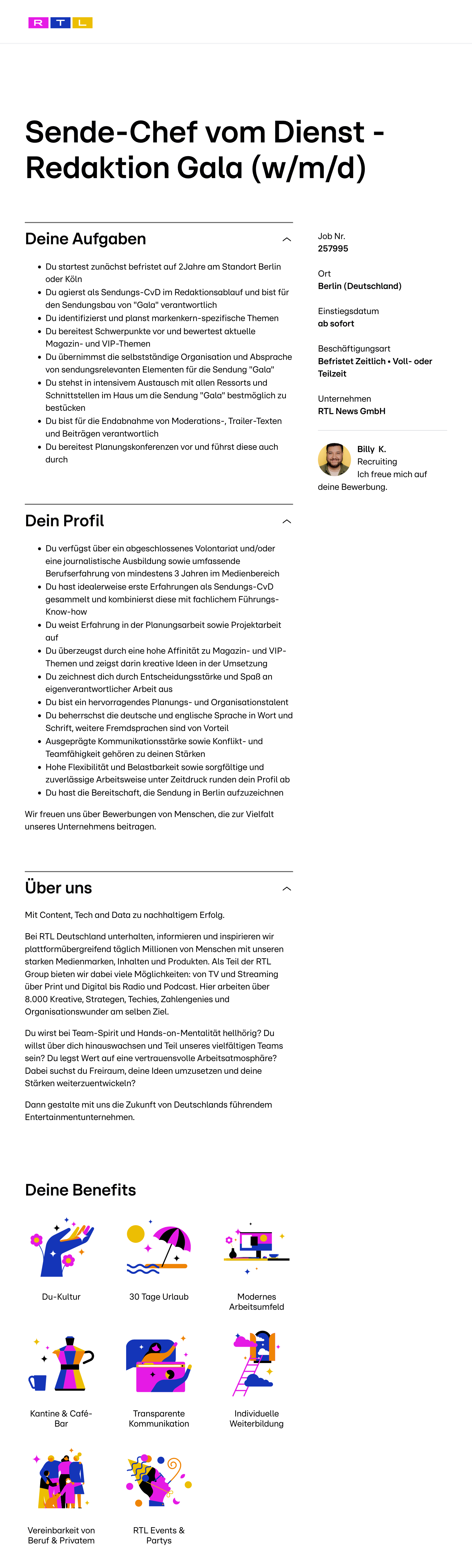Sende-Chef vom Dienst - Redaktion Gala (w/m/d)
