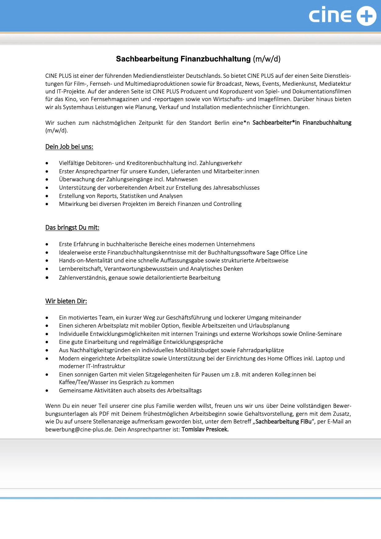 Sachbearbeitung Finanzbuchhaltung (m/w/d)