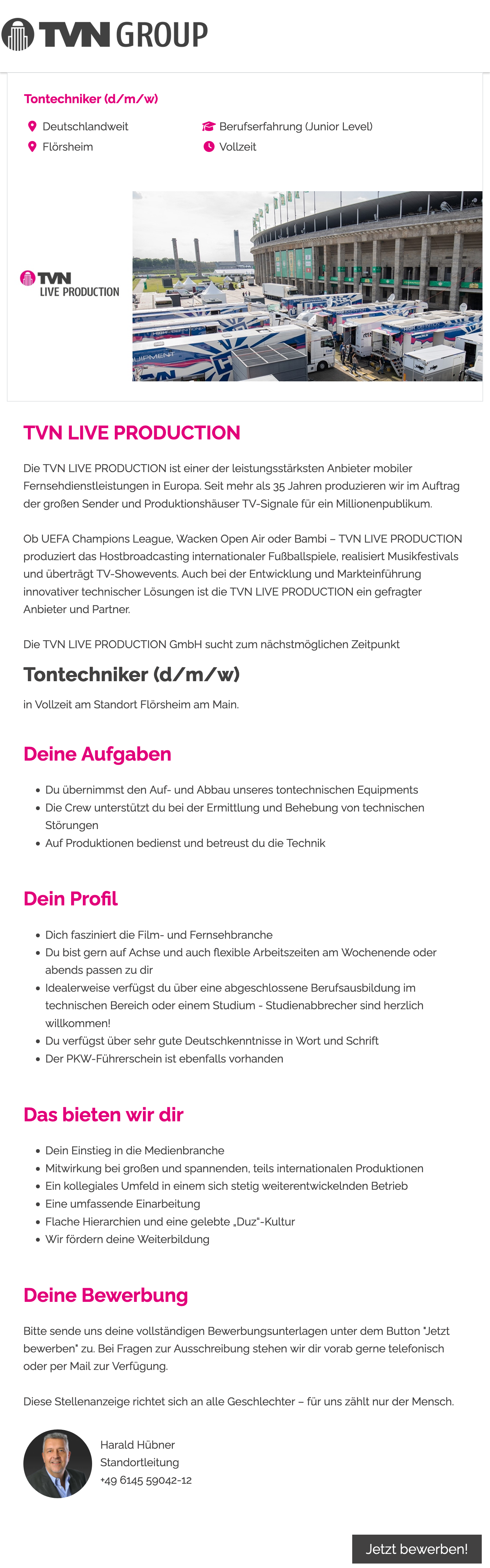 Tontechniker (d/m/w)
