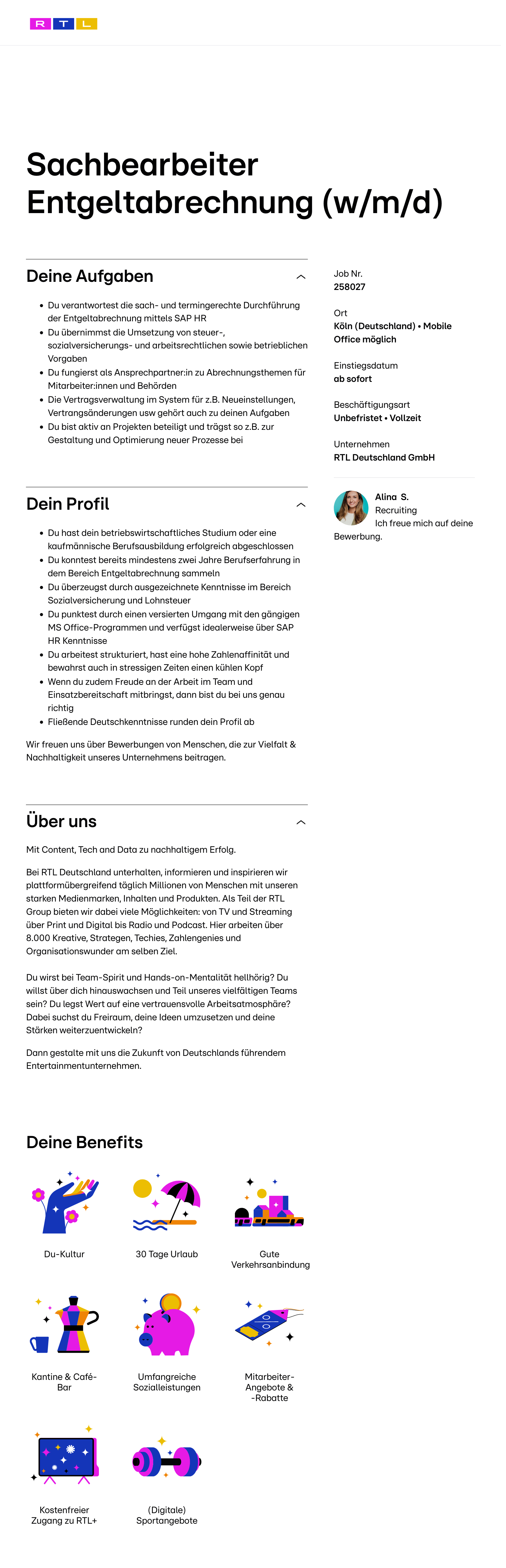 Sachbearbeiter Entgeltabrechnung (w/m/d)