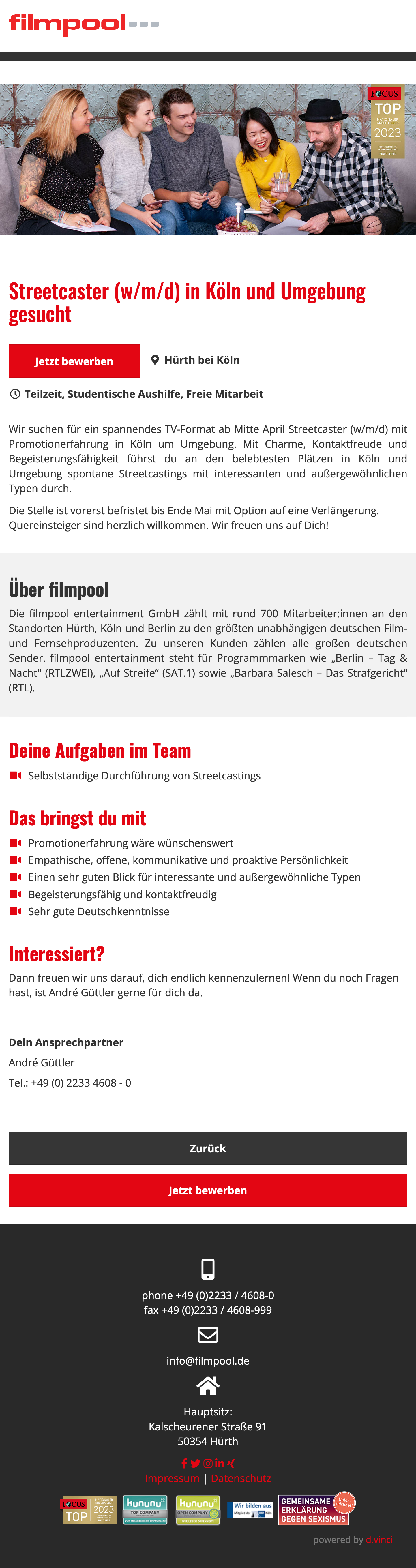Streetcaster (w/m/d) in Köln und Umgebung