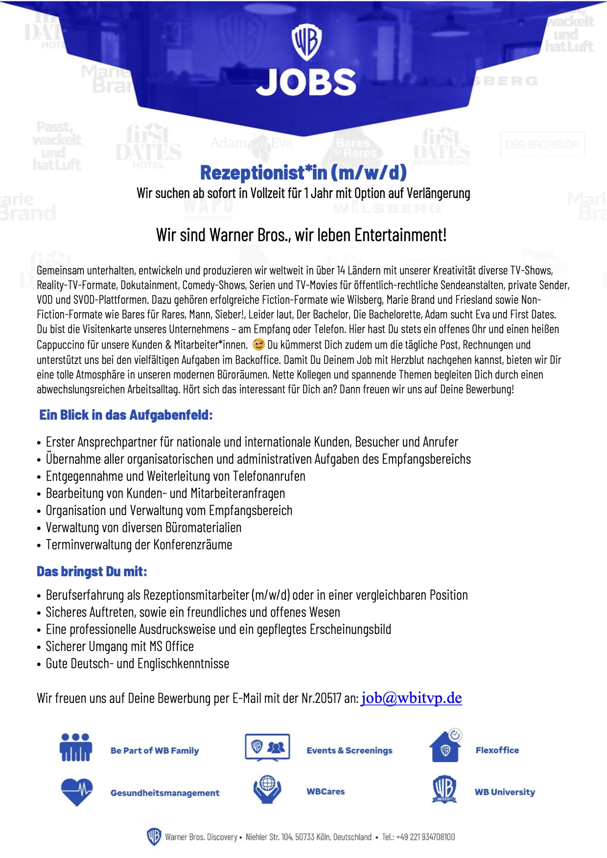 Rezeptionist*in (m/w/d)