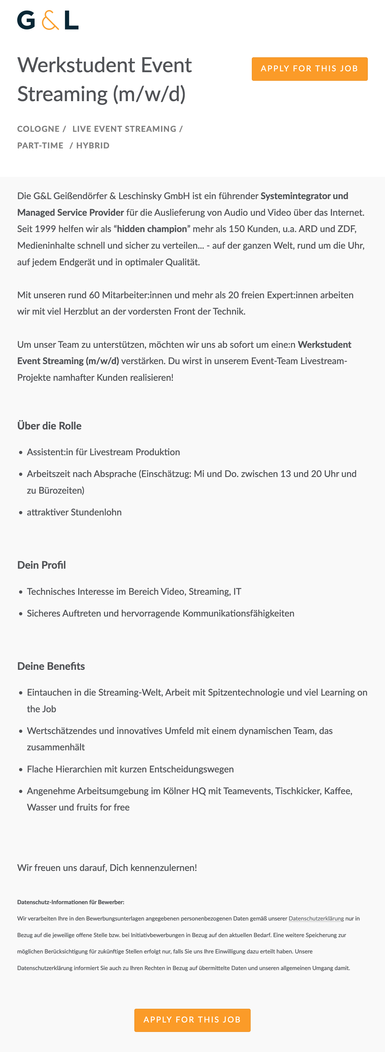 Werkstudent Event Streaming (m/w/d)