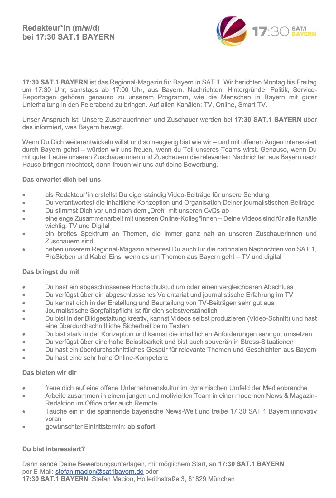 Redakteur*in (m/w/d)