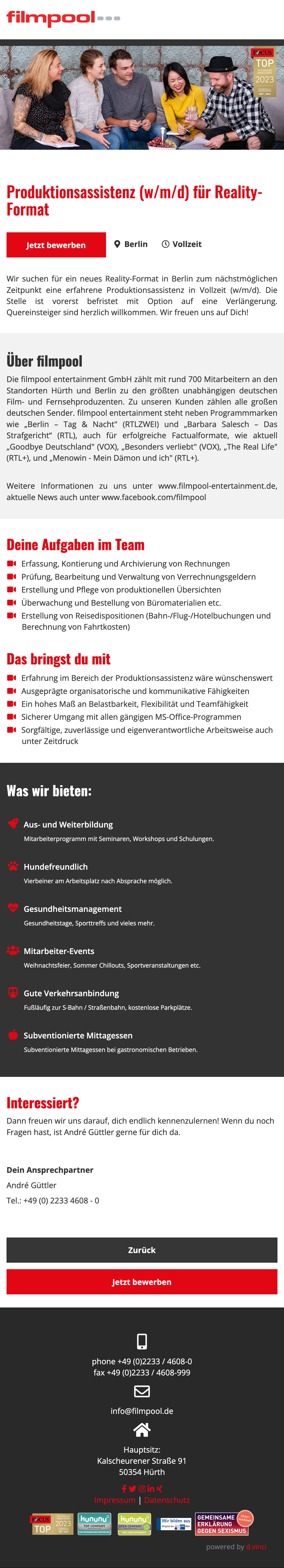 Produktionsassistenz (w/m/d) für Reality-Format