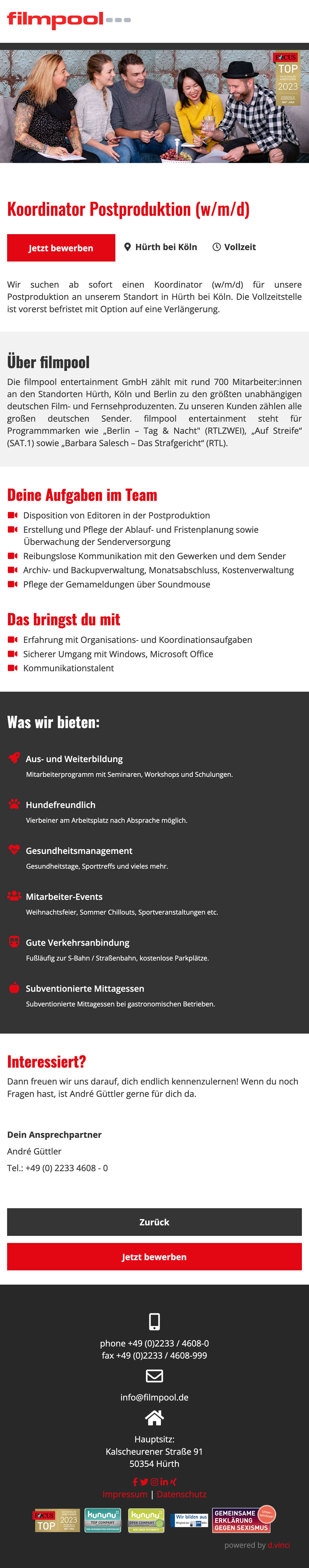 Koordinator Postproduktion (w/m/d)